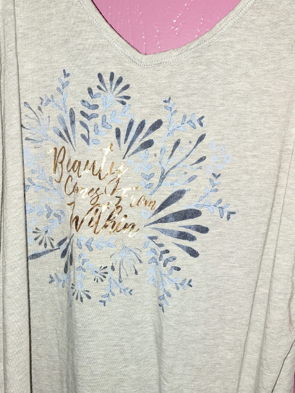 Alia Light Gray Heathered Tee with Branded Neck Tag